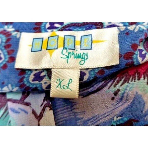 HOPE SPRINGS XL Tunic Oversized Sl Sheer Blue Floral Long Boho Hippie - Picture 8 of 10